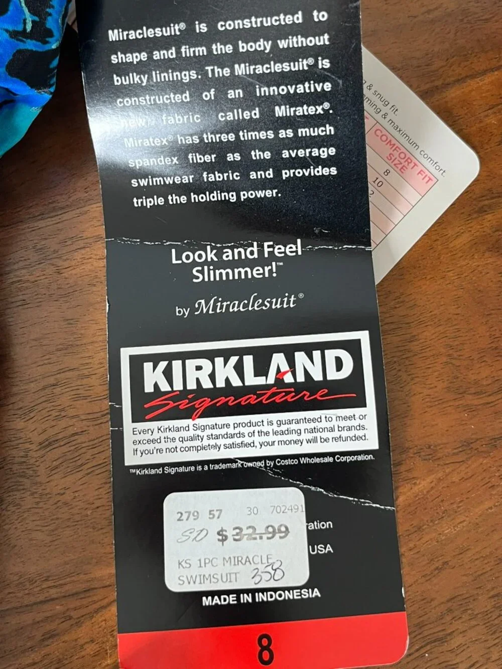 NWT Kirkland Miraclesuit Crossover Drape One Piece Swimsuit Blue Metallic Size 8